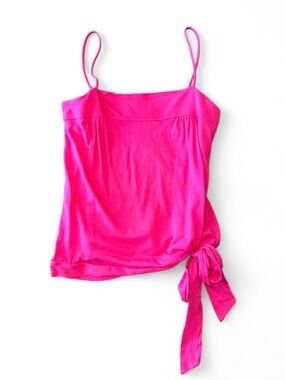 Juicy Couture Y2K Neon Pink Side-Tie Spaghetti Strap 100% Cotton Small VTG Tank